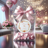 Elegant Blush Dahlias Golden Script Wedding Ronde Sticker