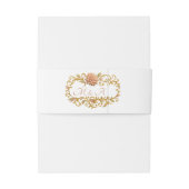 Elegant Blush Dahlias Golden Script Wedding Uitnodigingen Wikkel (Achterkant Voorbeeld)