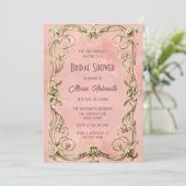 Elegant Blush Damask Rococo Vrijgezellenfeest Kaart (Staand voorkant)