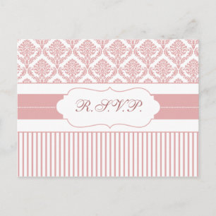 Elegant Blush Damask Stylish Modern Wedding Uitnodiging Briefkaart