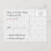 Elegant Blush Damask Stylish Modern Wedding Uitnodiging Briefkaart (Achterkant)