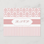 Elegant Blush Damask Stylish Modern Wedding Uitnodiging Briefkaart (Voorkant)