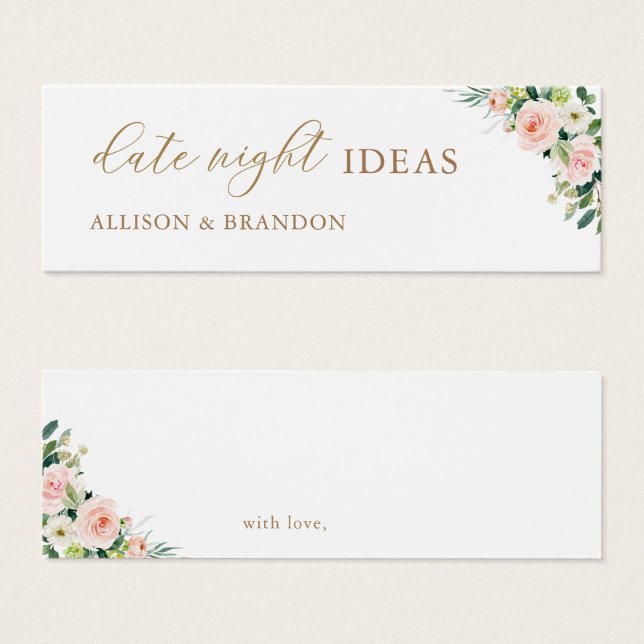 Elegant Blush Date Night Ideas Wedding Shower Kaar Mini Visitekaartjes (Voorkant /achterkant)