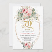 Elegant Blush Digital 70th Birthday Invitation Kaart (Voorkant)