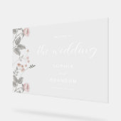 Elegant Blush Donker Grijs Bloemen Bruiloft Welkom Acryl Bord (Hoek)