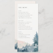 ELEGANT BLUSH DUSKY BLUE MOUNTAINES PINE WEDDING MENU (Voorkant / Achterkant)
