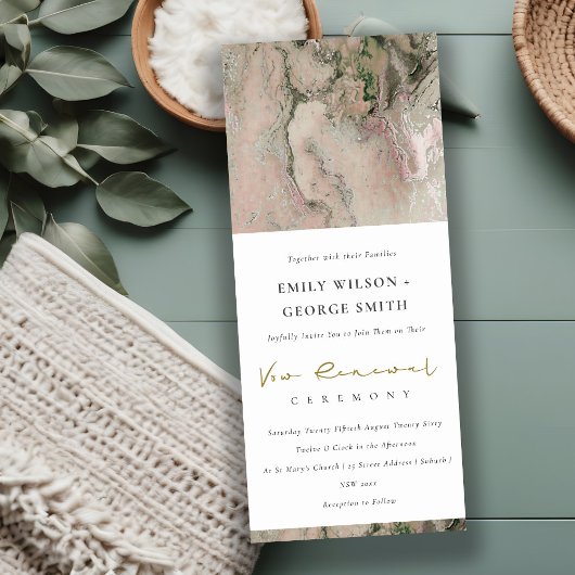 ELEGANT BLUSH DUSKY ROOS GOLD AGATE VOW RENEWAL KAART