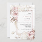 Elegant Blush Dusty Roos Bloemen Bruiloft Kaart (Voorkant)