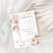 Elegant Blush Dusty Roos Bloemen Bruiloft Kaart