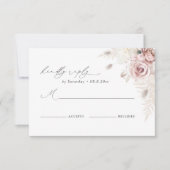 Elegant Blush Dusty Roos Bloemen Bruiloft RSVP Kaa (Voorkant)