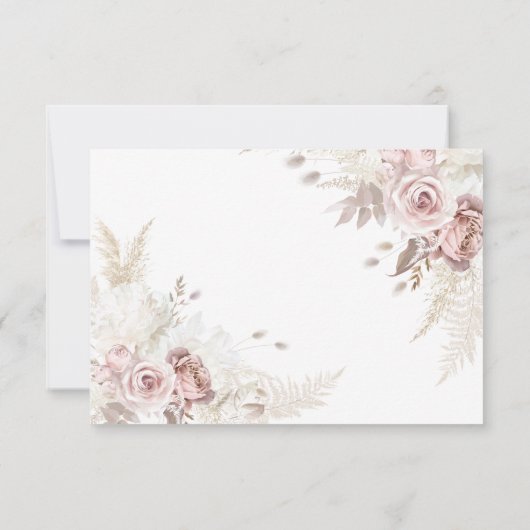 Elegant Blush Dusty Roos Bloemen Bruiloft RSVP Kaa (Achterkant)
