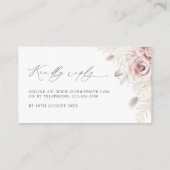 Elegant Blush Dusty Roos Bloemen Bruiloft RSVP Kaa Informatiekaartje (Achterkant)