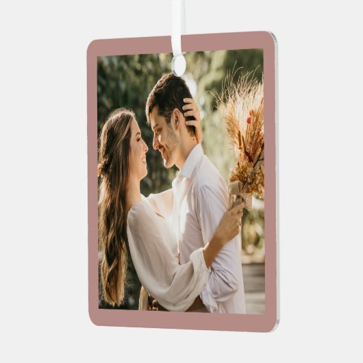 Elegant Blush Dusty Roos Couple Weddenfoto Metalen Ornament (Voorkant links)