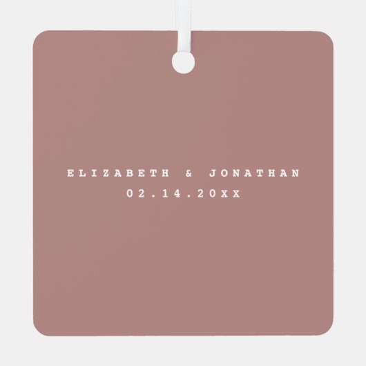 Elegant Blush Dusty Roos Couple Weddenfoto Metalen Ornament (Achterkant)