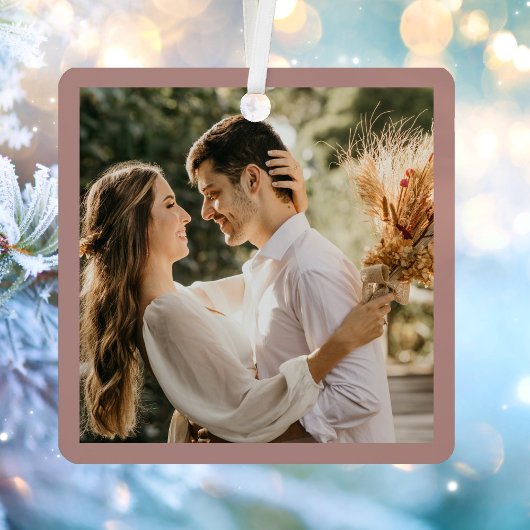 Elegant Blush Dusty Roos Couple Weddenfoto Metalen Ornament