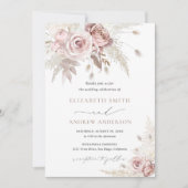 Elegant Blush Dusty Roos Floral Two-in-One Bruilof Kaart (Voorkant)