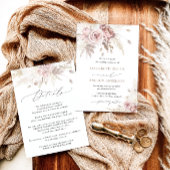 Elegant Blush Dusty Roos Floral Two-in-One Bruilof Kaart