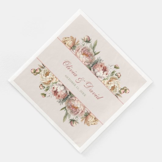 Elegant Blush Dusty Roos Pioenrozen Papier Servet (Hoek)