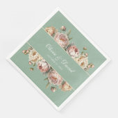 Elegant Blush Dusty Roos Pioenrozen Pastel Sage Servet (Hoek)