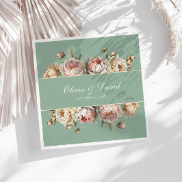 Elegant Blush Dusty Roos Pioenrozen Pastel Sage Servet