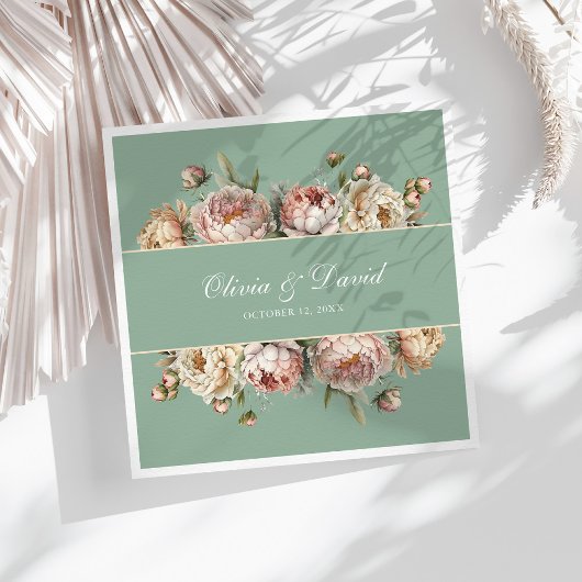 Elegant Blush Dusty Roos Pioenrozen Pastel Sage Servet