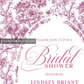 Elegant Blush Dusty Rose Toile Bridal Shower Invit Kaart