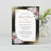 Elegant Blush en Black Floral Vrijgezellenfeest Kaart (Staand voorkant)