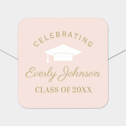 Elegant Blush en Gold Custom Afstuderen Vierkante Sticker