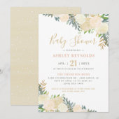Elegant Blush en Gold Floral Greenery Baby shower Kaart (Voorkant / Achterkant)