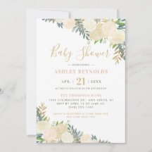 Elegant Blush en Gold Floral Greenery Baby shower