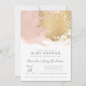 Elegant Blush en Gold Waterverf Baby shower Kaart (Voorkant)