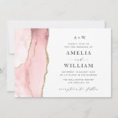 elegant blush en gouden trouwuitnodiging kaart (Voorkant)