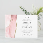 elegant blush en gouden trouwuitnodiging kaart (Staand voorkant)