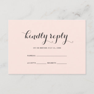 Elegant Blush en Gray Wedding RSVP Kaart