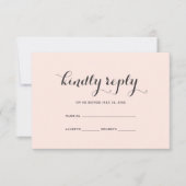 Elegant Blush en Gray Wedding RSVP Kaart (Voorkant)