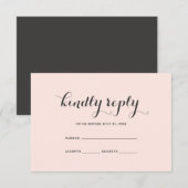 Elegant Blush en Gray Wedding RSVP Kaart (Voorkant / Achterkant)