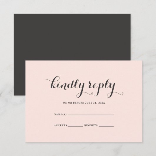 Elegant Blush en Gray Wedding RSVP Kaart (Voorkant / Achterkant)