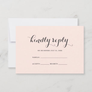 Elegant Blush en Gray Wedding RSVP Kaart
