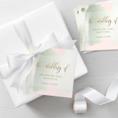Elegant Blush en Green Brush Strokes, Wedding Bedankjes Labels