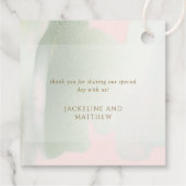 Elegant Blush en Green Brush Strokes, Wedding Bedankjes Labels (Achterkant)
