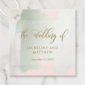 Elegant Blush en Green Brush Strokes, Wedding Bedankjes Labels (Voorkant)