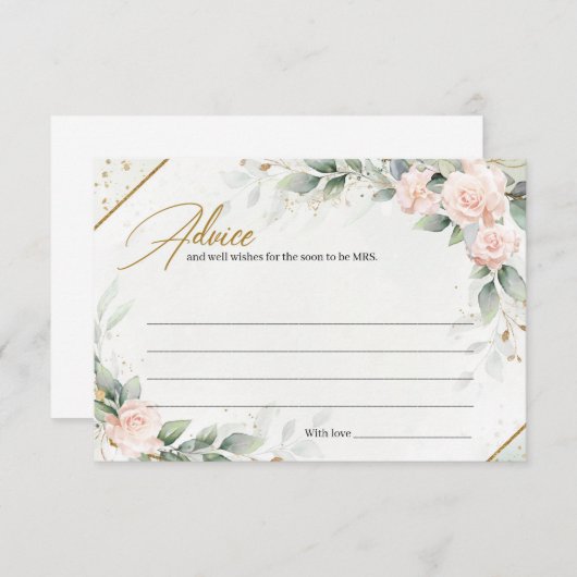 Elegant blush en greenery Advice voor bruid Informatiekaartje (Voorkant / Achterkant)