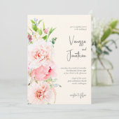 Elegant Blush en Ivory Floral Invitation Kaart (Staand voorkant)