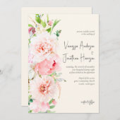 Elegant Blush en Ivory Floral Stylish Script Kaart (Voorkant / Achterkant)