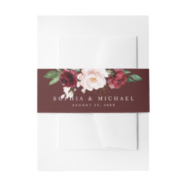 Elegant Blush en Wine Floral Burgundy Uitnodigingen Wikkel