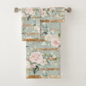 Elegant Blush Eucalyptus Sage Green Gold Bad Handdoek (Insitu)