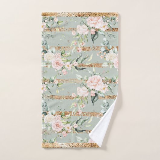 Elegant Blush Eucalyptus Sage Green Gold Bad Handdoek (Handdoek)
