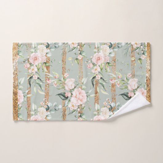 Elegant Blush Eucalyptus Sage Green Gold Bad Handdoek (Handdoek)
