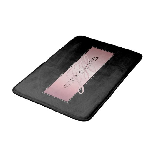 Elegant Blush Faux Roos Gold | Naam en Initiaal Badmat (Gekanteld)