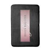 Elegant Blush Faux Roos Gold | Naam en Initiaal Badmat (Voorkant Verticaal)